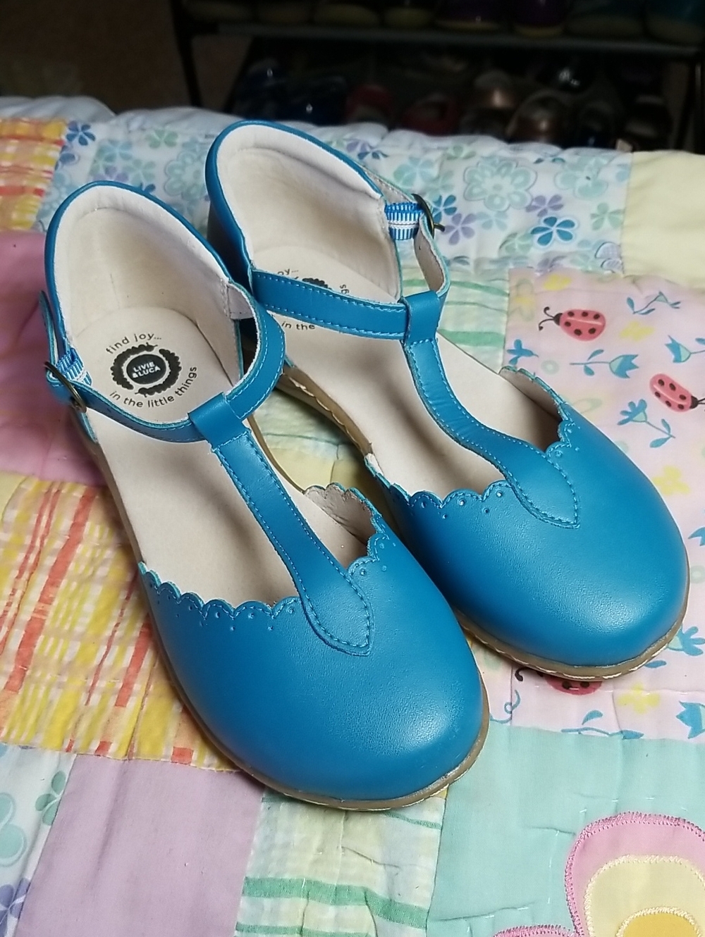 Livie & Luca Teal T-Strap Scalloped Dress Shoes HTF Size 2 Youth Big Kid